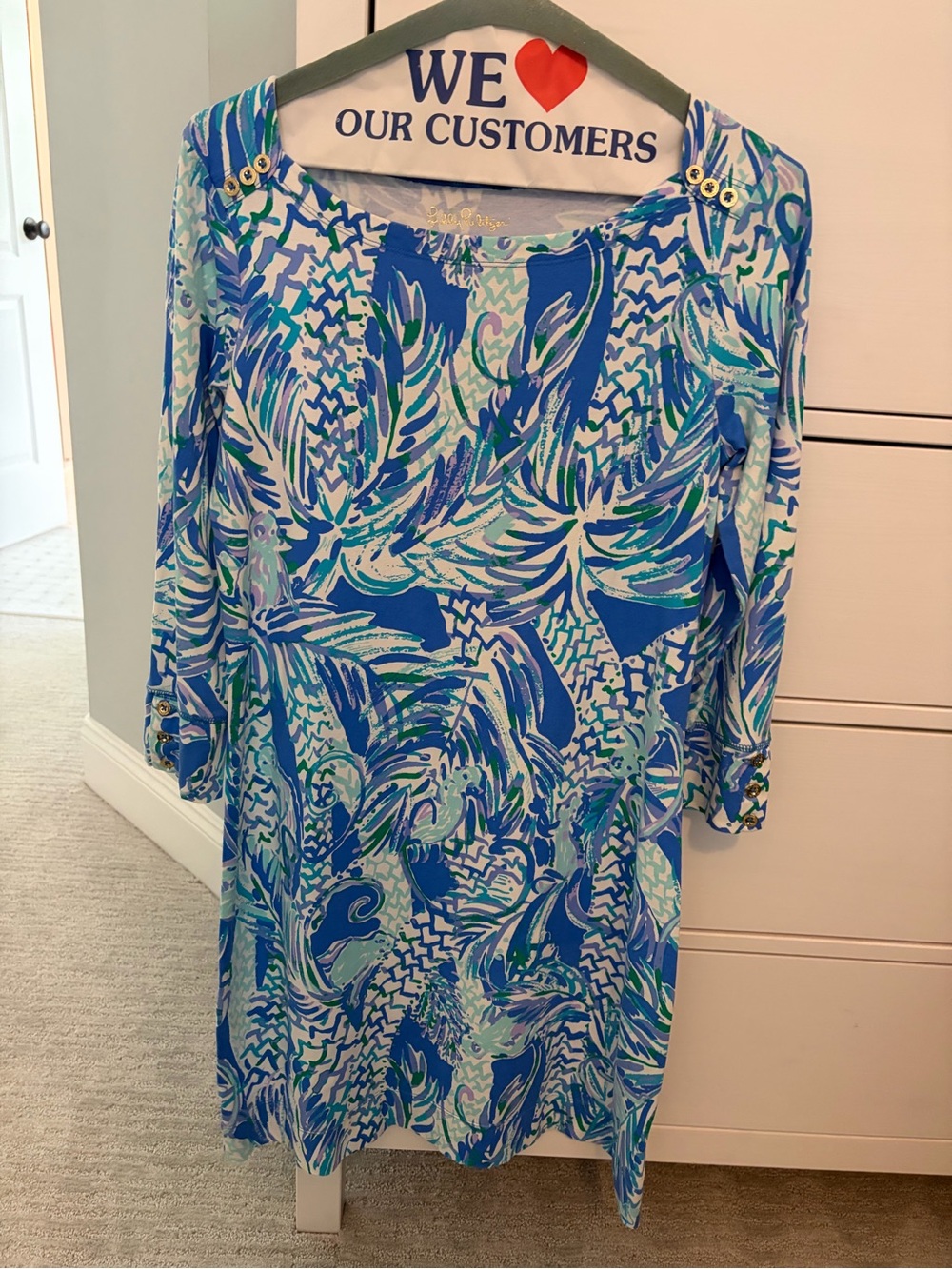 Lilly Pulitzer Blue & Teal Palm and monkey Dress